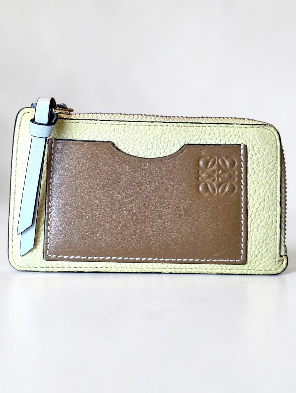 Loewe Anagram Zip Card Holder Compact Wallet Two Tone Leather
